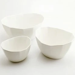 The Bright Angle Porcelain Nesting Bowl Set - Silk White Home Goods