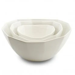 The Bright Angle Porcelain Nesting Bowl Set - Silk White Home Goods