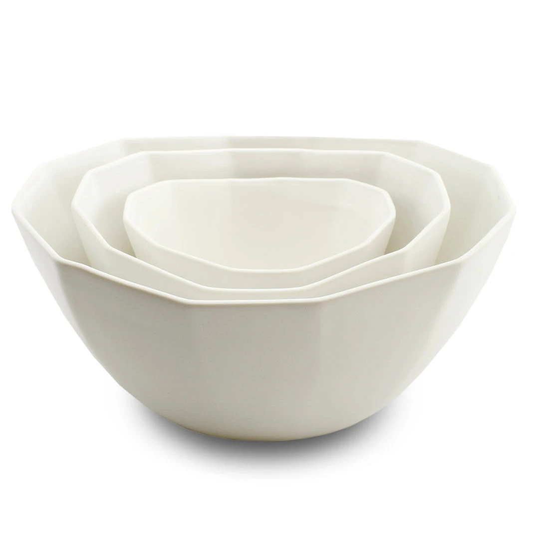 The Bright Angle Porcelain Nesting Bowl Set - Silk White Home Goods 3 The Bright Angle Porcelain Nesting Bowl Set - Silk White Home Goods