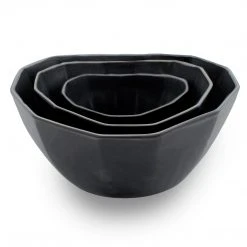 The Bright Angle Porcelain Nesting Bowl Set - Mica Black
