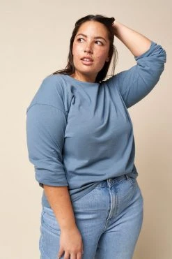 The Standard Stitch Clothing Long Sleeve Tee - Stone Blue