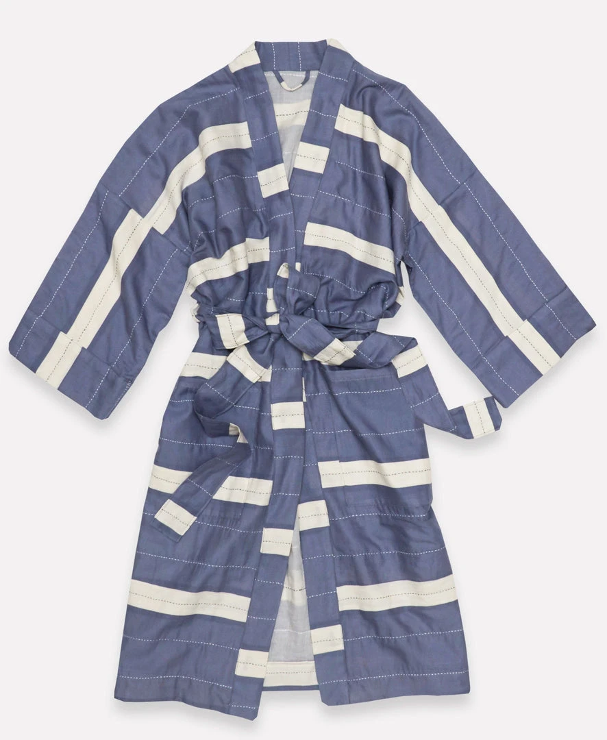 Anchal Stripe Unisex Robe - Slate 5 Anchal Stripe Unisex Robe - Slate