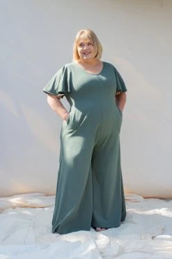 Mien Villa Flutter Sleeve Jumpsuit Clothing