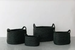 Will & Atlas Oval Jute Baskets - Charcoal