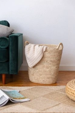 Will & Atlas Palm Leaf Laundry Basket - Round