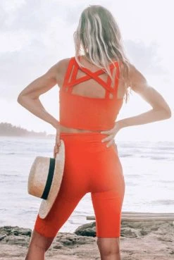 Wolven Double Cross Recycled Top - Cayenne Activewear + Athleisure