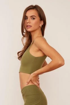 Wolven Reversible Crisscross Four-Way Recycled Top - Eucalyptus Activewear + Athleisure