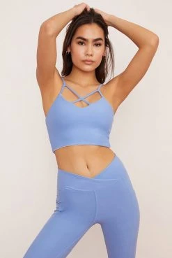 Wolven Activewear + Athleisure Reversible Crisscross Four-Way Recycled Top - Juniper