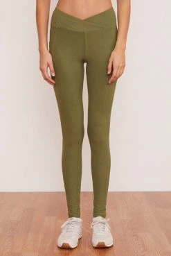Wolven Activewear + Athleisure Recycled Crossover Pocket Legging - Eucalyptus