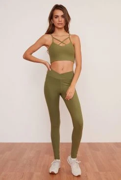 Wolven Activewear + Athleisure Recycled Crossover Pocket Legging - Eucalyptus