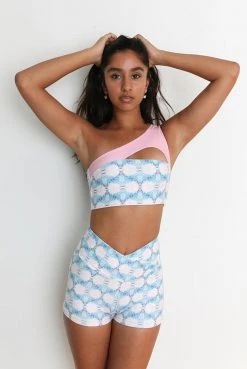 Wolven Reversible One Shoulder Recycled Swimsuit Top - Echo