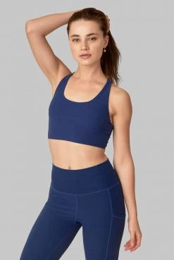 Wolven Activewear + Athleisure Recycled Yoga Top - Indigo