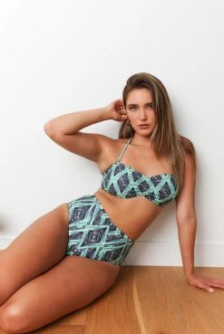 Wolven Recycled Bandeau Swimsuit Top - Jungle