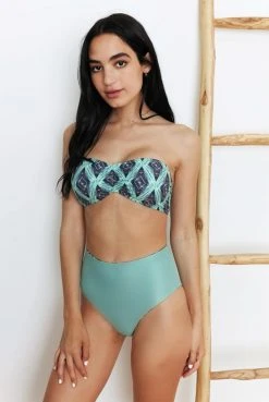 Wolven Reversible High-Waisted Recycled Bikini Bottom - Jungle 13 Wolven Reversible High-Waisted Recycled Bikini Bottom - Jungle
