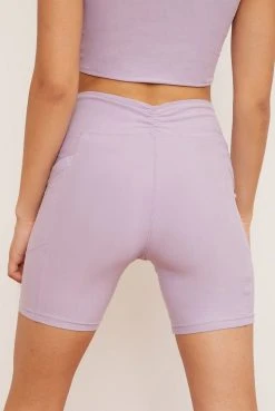 Wolven Activewear + Athleisure Recycled Midi Bike Short - Lavender
