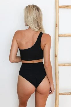 Wolven Reversible High-Waisted Recycled Bikini Bottom - Oasis