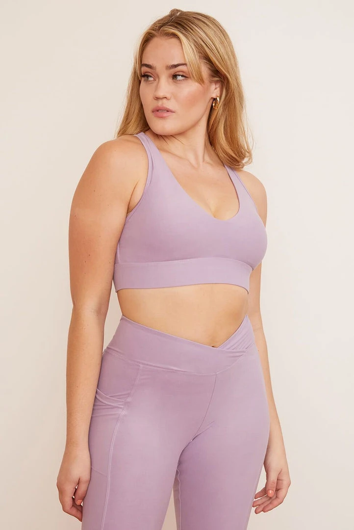 Wolven Activewear + Athleisure Recycled Racerback Bra - Lavender 4 Wolven Activewear + Athleisure Recycled Racerback Bra - Lavender
