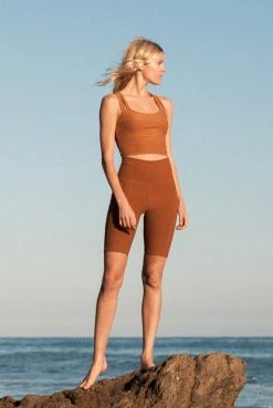 Wolven Best Sellers Recycled Bike Short With Pockets - Turmeric