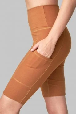 Wolven Best Sellers Recycled Bike Short With Pockets - Turmeric