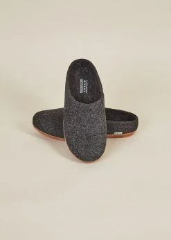 Kyrgies Best Sellers Women's Molded Sole Low Back Wool Slippers - Charcoal