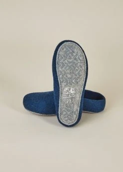 Kyrgies Women's Classic Sole Low Back Wool Slippers - Navy Best Sellers