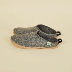 Kyrgies Women's Wool Slipper Slides - Gray Shoes