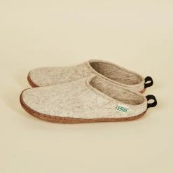 Kyrgies Women's Wool Slipper Slides - Oatmeal 9 Kyrgies Women's Wool Slipper Slides - Oatmeal