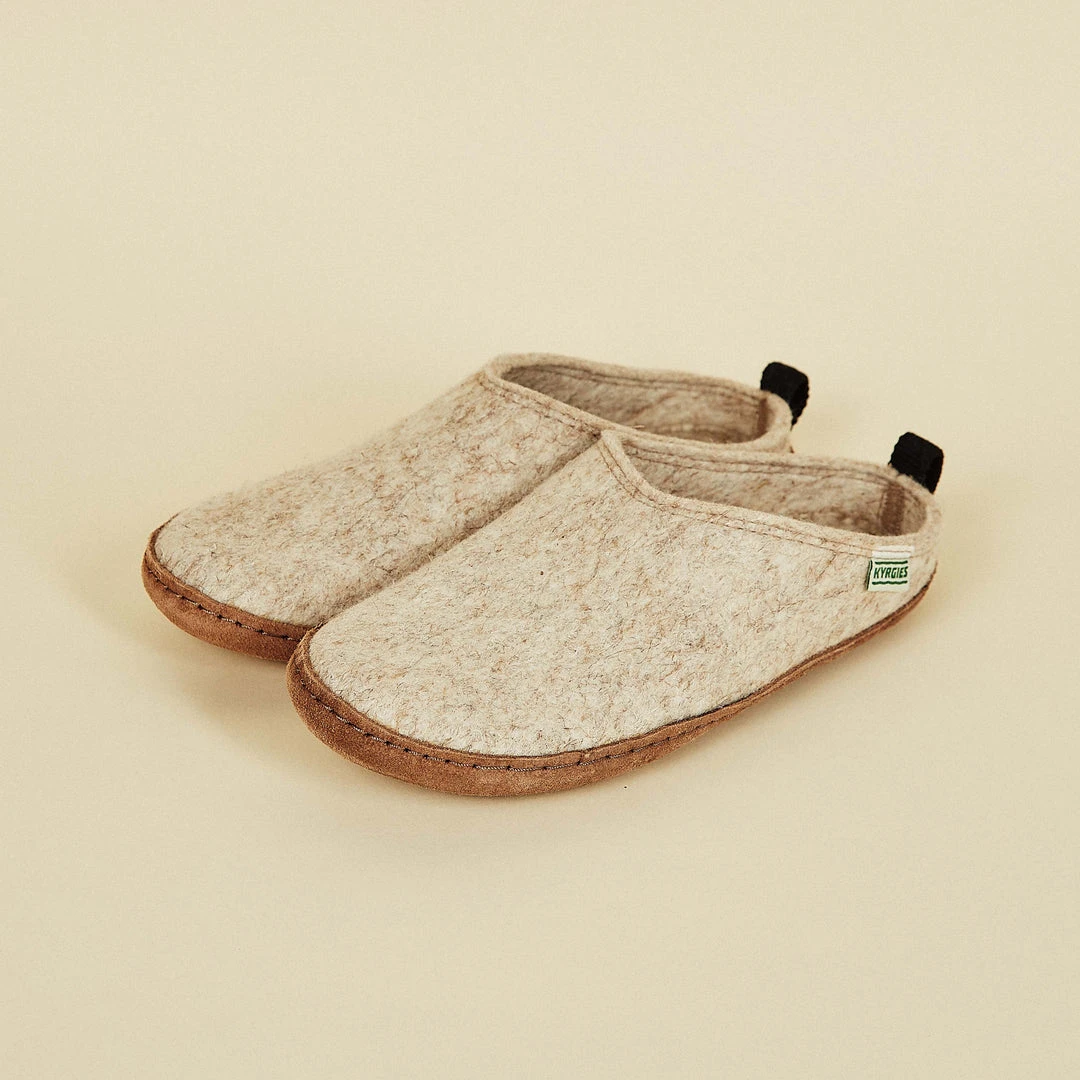 Kyrgies Women's Wool Slipper Slides - Oatmeal 3 Kyrgies Women's Wool Slipper Slides - Oatmeal