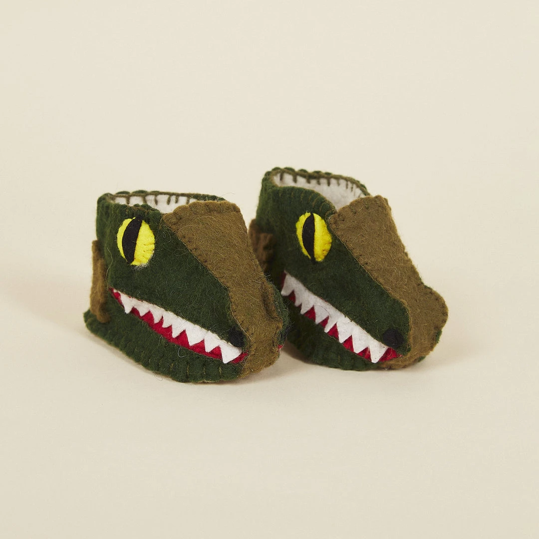 Silk Road Bazaar Kids' + Baby Wool Baby Booties - Alligator 3 Silk Road Bazaar Kids' + Baby Wool Baby Booties - Alligator