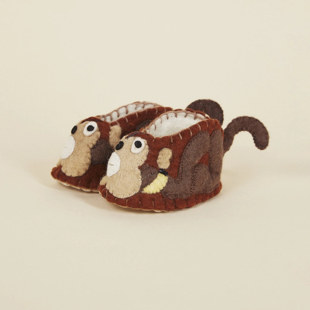 Silk Road Bazaar Kids' + Baby Wool Baby Booties - Monkey 5 Silk Road Bazaar Kids' + Baby Wool Baby Booties - Monkey