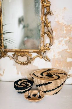 Azizi Life Woven Pot Basket With Lid Home Goods