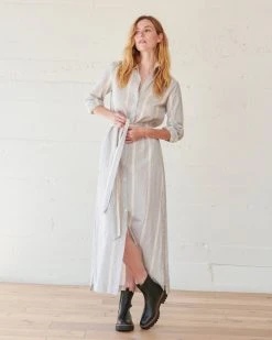 WVN Striped Shirt Maxi Dress