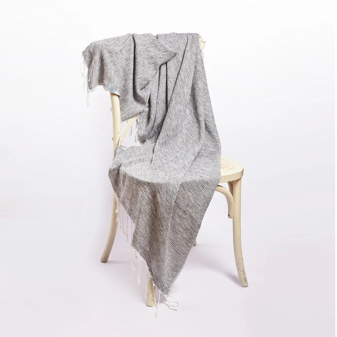 Hilana: Upcycled Cotton Home Goods Yalova Upcycled Marbled Turkish Towel / Blanket - Black 7 Hilana: Upcycled Cotton Home Goods Yalova Upcycled Marbled Turkish Towel / Blanket - Black