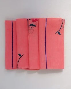 Soil To Studio Kitchen + Dining Zeenat Linen Napkin Set - Flamingo Pink